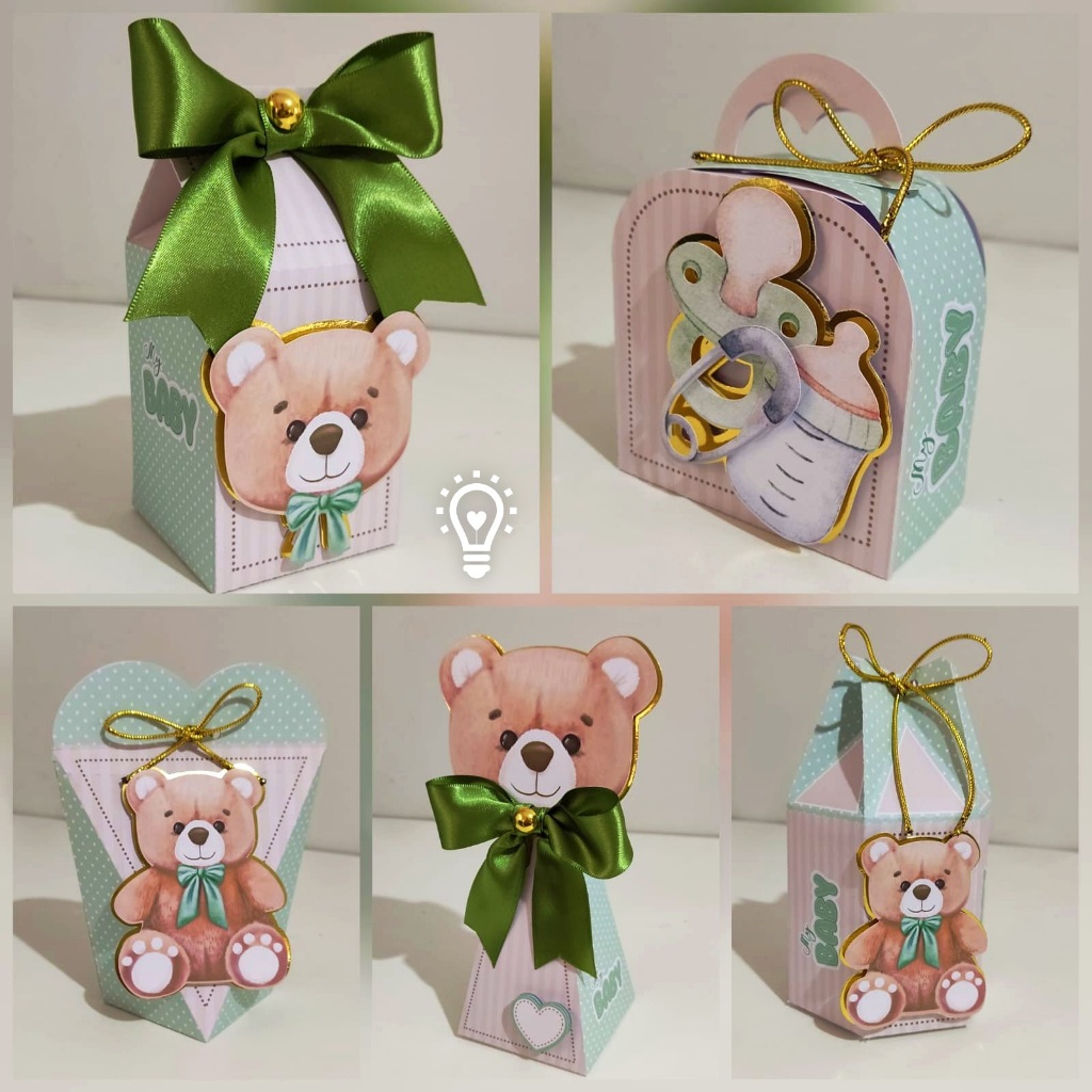 Kit Festa: Lembrancinhas Personalizadas Chá de Bebê Ursinho - Caixinhas ...