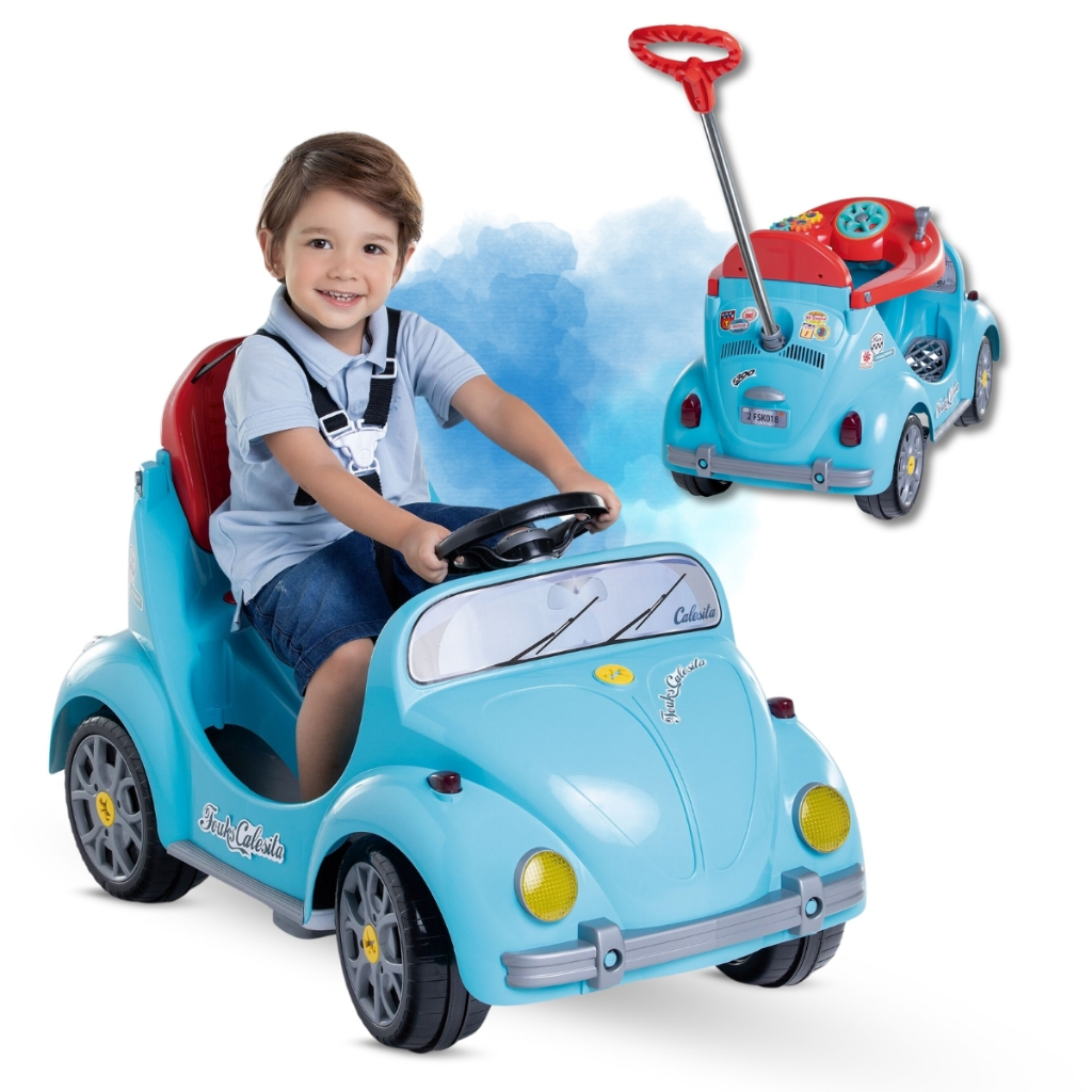 Carrinho Infantil de Passeio com pedal Empurrador até 30Kg Fusca ...