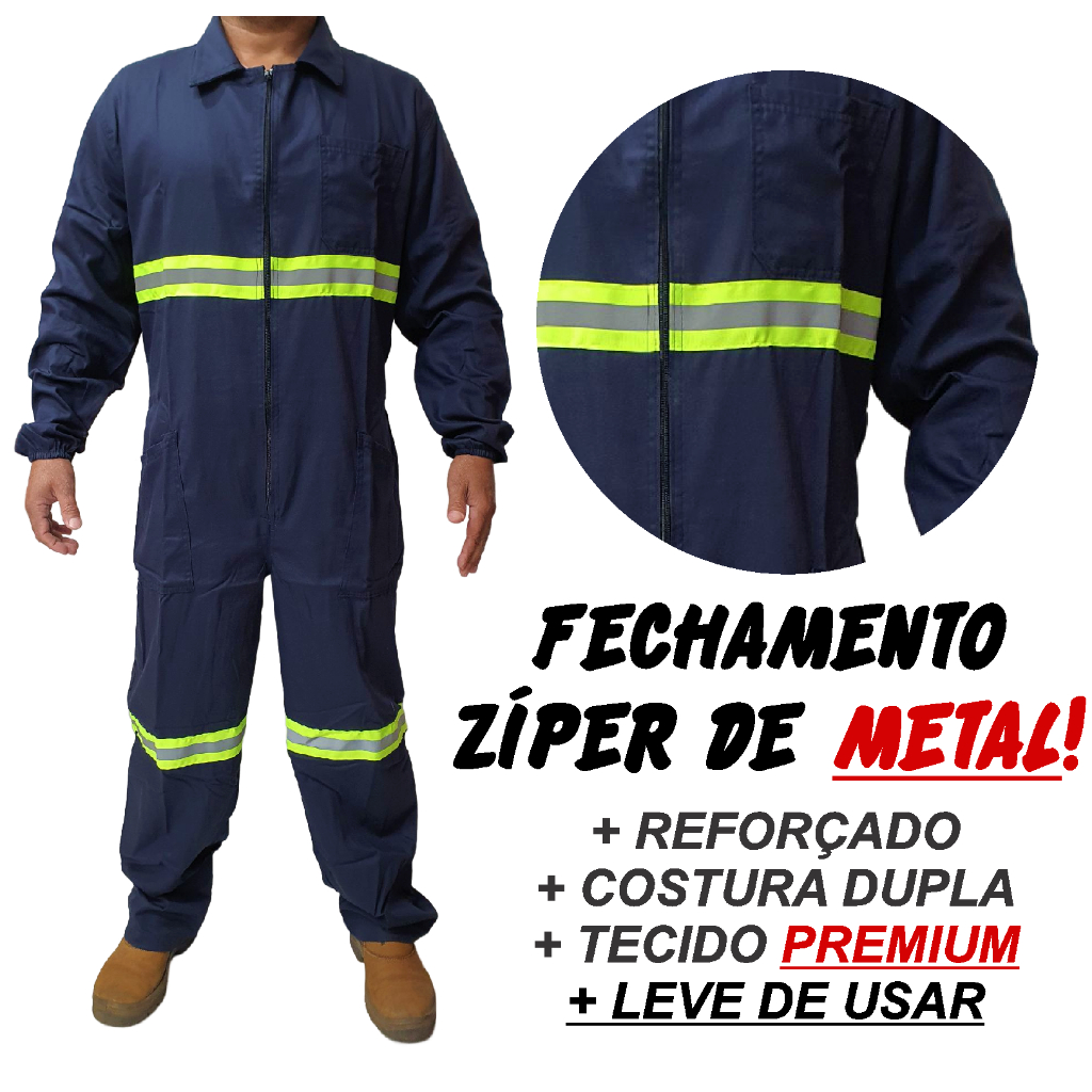 Macacão Mecânico Profissional Operacional Fardamento Resistente ...