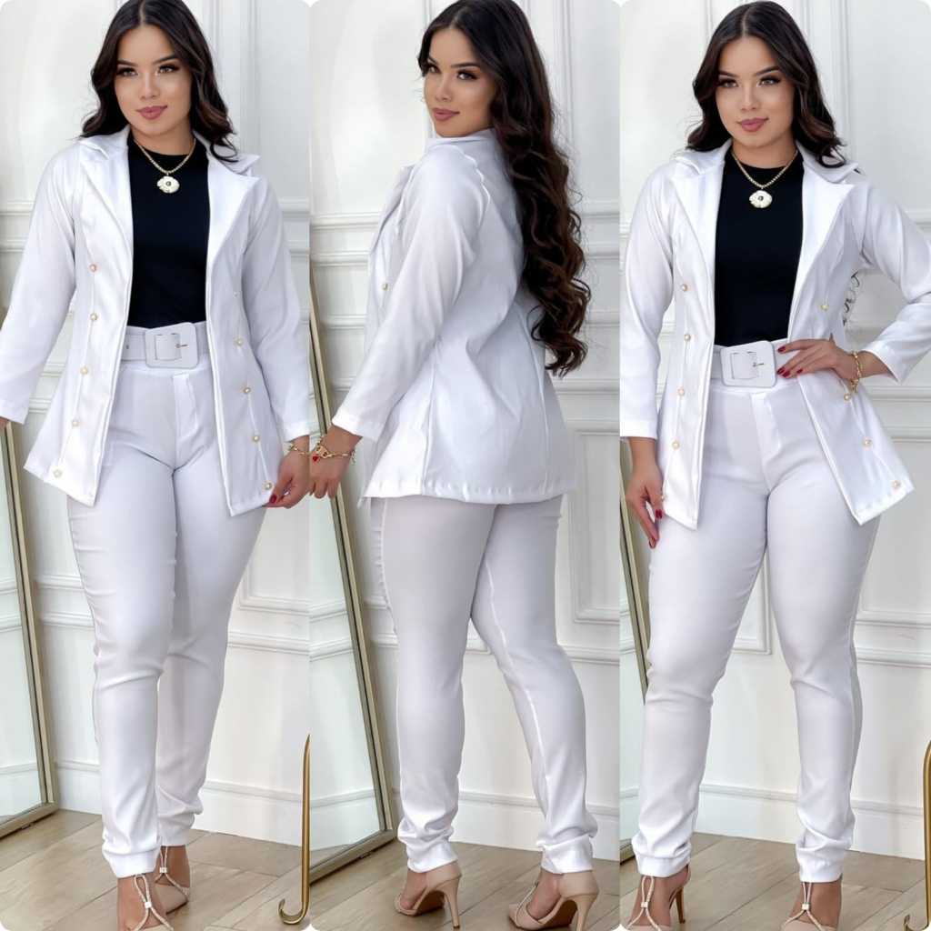 Conjunto Impácto Feminino Moda Evangélica Calça e Blazer Social ...