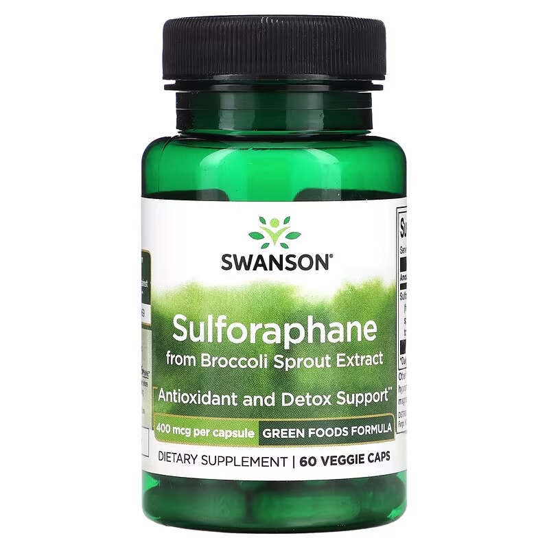 Sulforafano Extrato de Broto de Brócolis SWANSON 400 mcg, 60 Cápsulas Importado