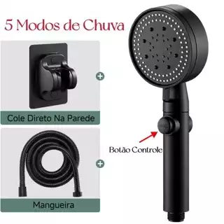 Chuveiro De Mão Chuveiro Ducha Preto Kit Completo Conjunto Ajustável Da Cabeça Preto Plástico ABS em Oferta na Shopee