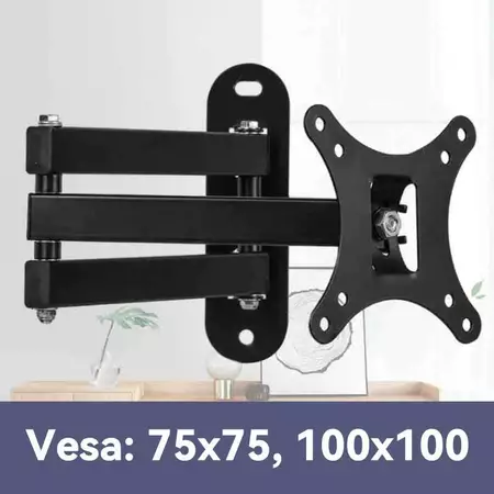 Suporte Tv Tri Articulado Lcd Led Plasma 10 A 26 / 32 A 55 Pol Para Parede VESA 75x75mm/100x100mm