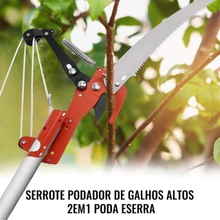 Podador De Galhos Altos Tesoura 2 Em 1 Serra E Poda Com Serrote Super Forte e Resistente