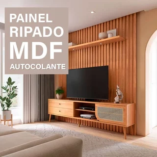 Placa Painel De Parede Ripado em MDF Revestimento Autocolante