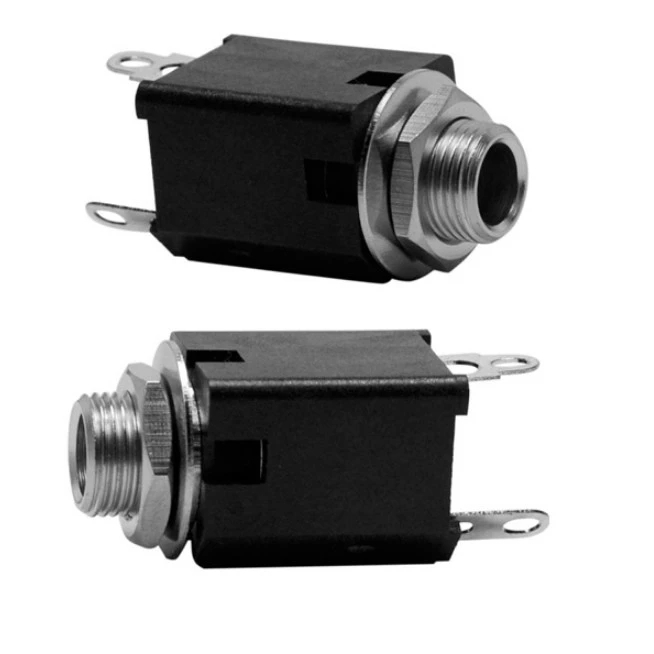 Jack Mono P10 Preto Fechado para Guitarra Baixo JC13 - 2 Peças
