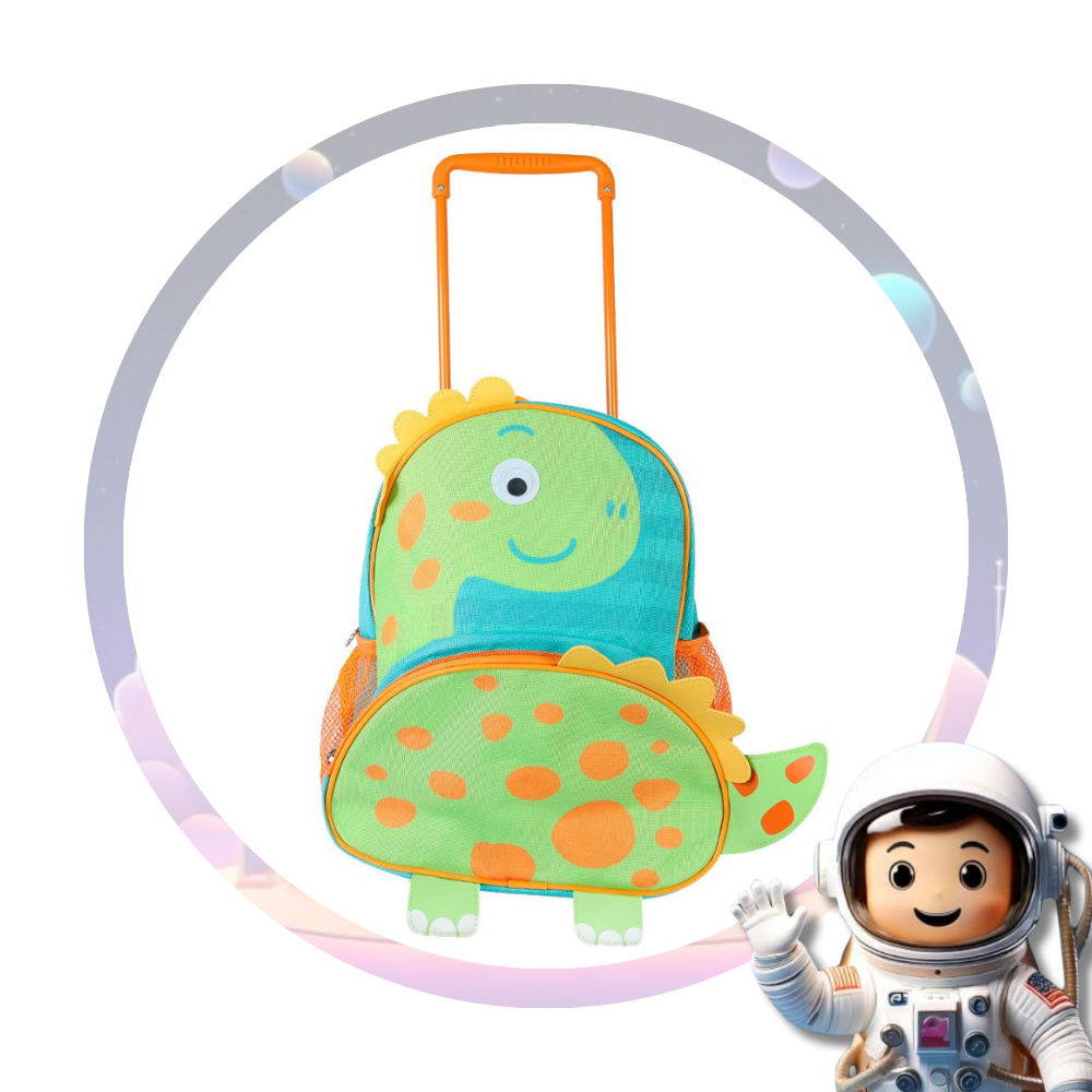 Mochila Rodinha Escolar Menino Dinossauro Reforçada Verde