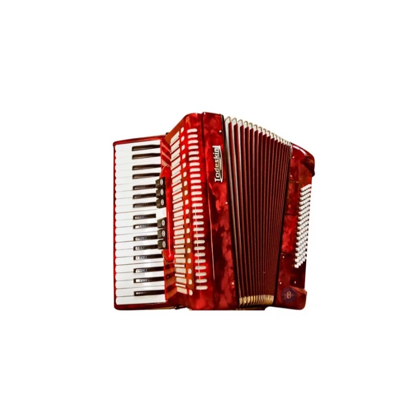 Acordeon 80 Baixos Sanfona Todeskini, Vermelho Brilhante, Piano
