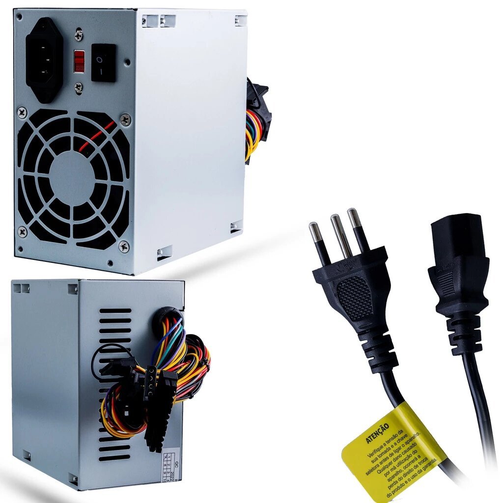 Fonte Para PC Com Cabo De Alimentação Alta Performance 200w Acabamento Premium Conexão Sata