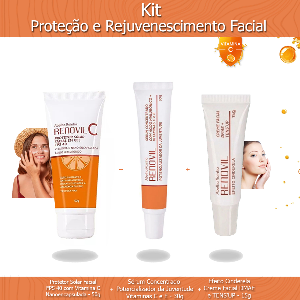 Kit Rejuvenescimento Facial Abelha -Creme Rejuvenescedor Facial +