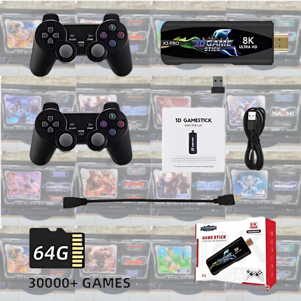 Game Stike Retro Hd 8K 64GB +2 Controles Sem Fio +30mil Jogos Clássicos ...