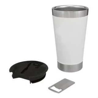 Copo Térmico Premium Aço Inox Com Tampa E Abridor Branco