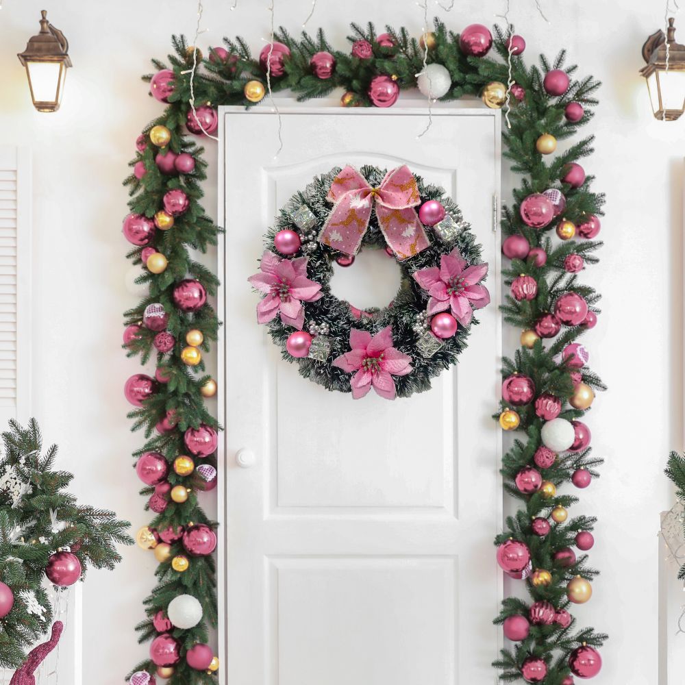 Guirlanda Natalina Decoração Guirlanda Pendurar Enfeite para Porta Natal Decoração Natal 40CM