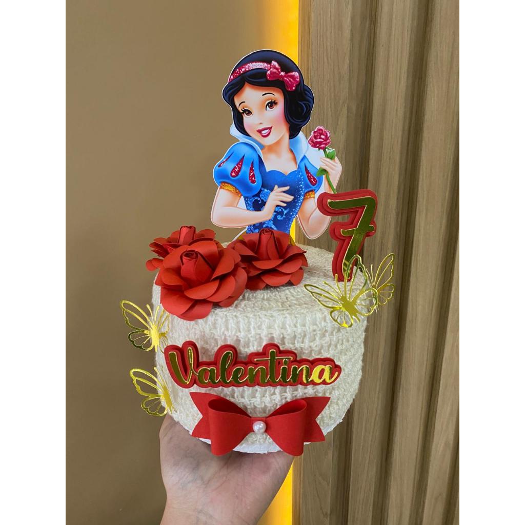 Topo De Bolo Branca De Neve Com Rosas Shopee Brasil