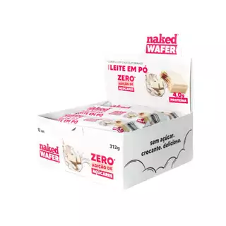24 Naked Wafers Chocolate Branco com Leite em Pó - Zero Açúcar e Proteico - Naked Nuts