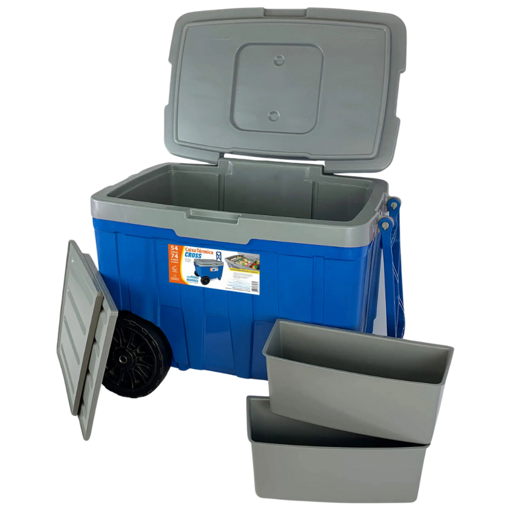 Cooler Térmico Grande 54L Caixa Térmica Com Rodas CROSS Alça Trava