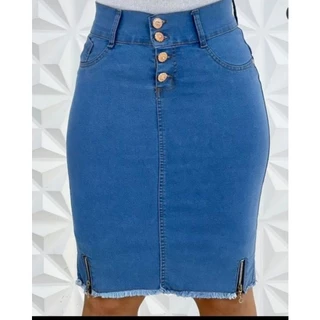 Saia Jeans Secretária Moda Feminina Moda Evangélica