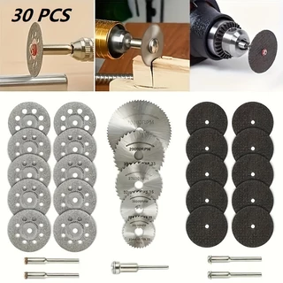 Kit 30 peças Mini Acessórios Conjunto Circular Lâmina De Serra Disko De Corte 5 Mandril , Cortador De Roda De Metal Resi