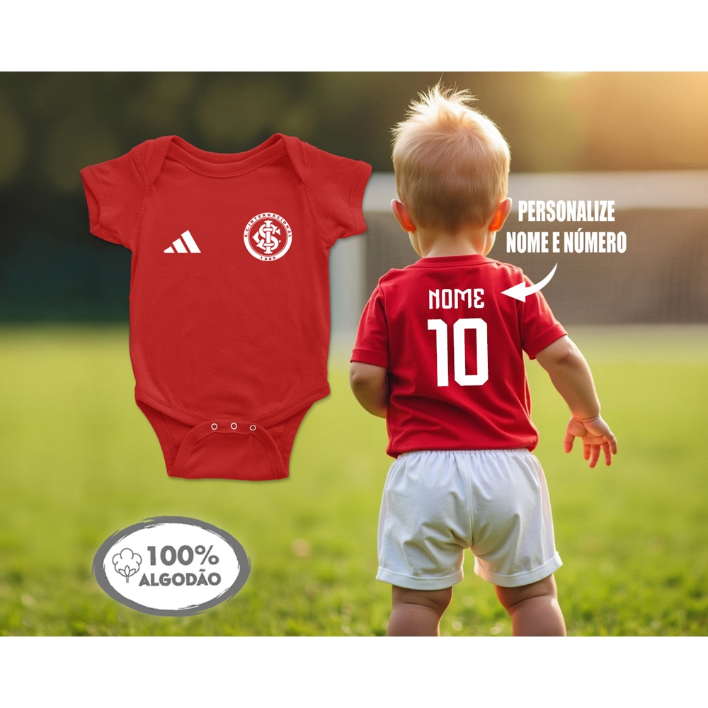 Conjunto Body Bebê Personalizado Time Futebol Inter Internacional ...