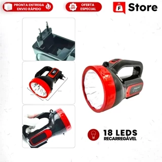 Lanterna Recarregável Potente 12/18/19 LEDs Bivolt