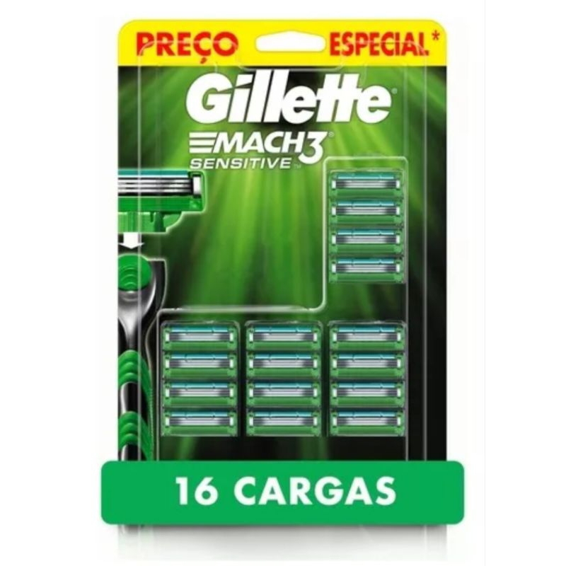 Carga para Aparelho de Barbear Gillette Mach3 Sensitive - 16 unidades
