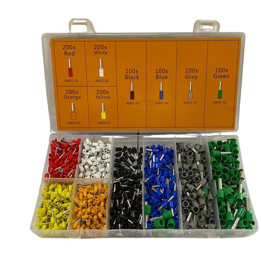 Kit Terminais Elétricos Ilhós Tubular - 1200 Peças Com Box | Shopee Brasil