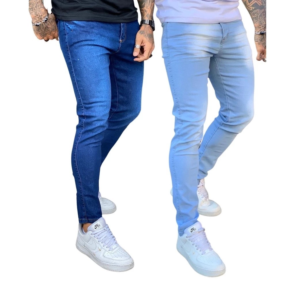 kit 2 calças jeans masculina com elastano skinny original NF