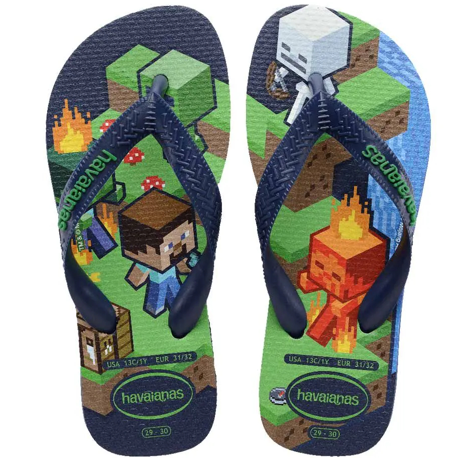 Havaianas Sandalias de Minecraft para niños, Beige, 11-12 Big Kid