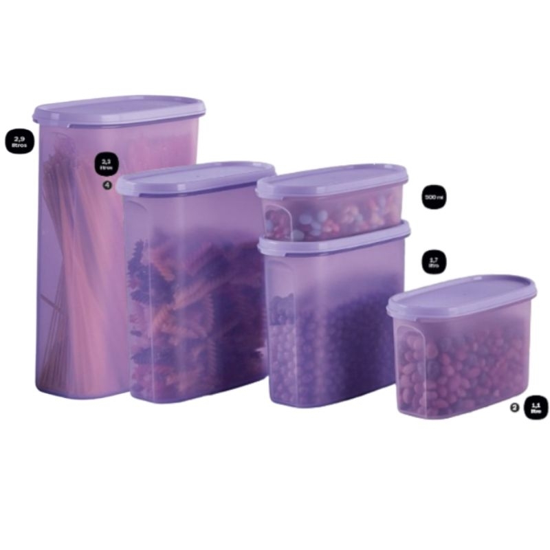 KIT 5 PEÇAS MODULAR OVAL 2,9L + 2,3L + 1,7L + 1,1L + 500ML LILÁS