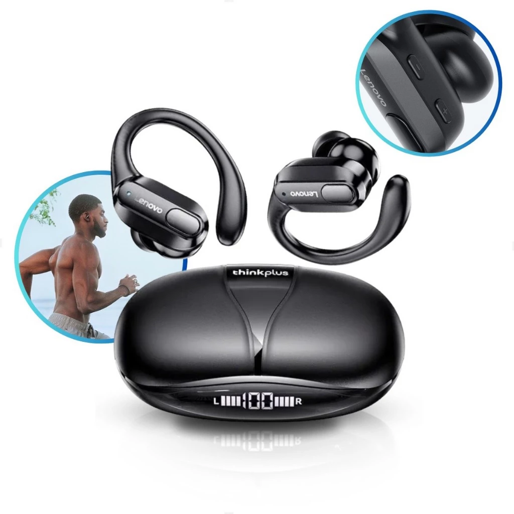 Fone de Ouvido sem Fio Lenovo Xt80 Bluetooth 5.3 Esporte Display Case de Carregamento Resistente