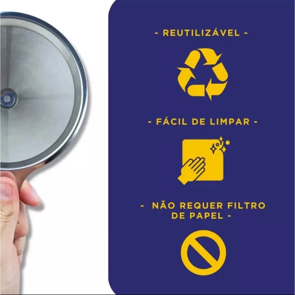 Cafe Filtro Coador Inox Reutilizavel Naoprecisa de papel