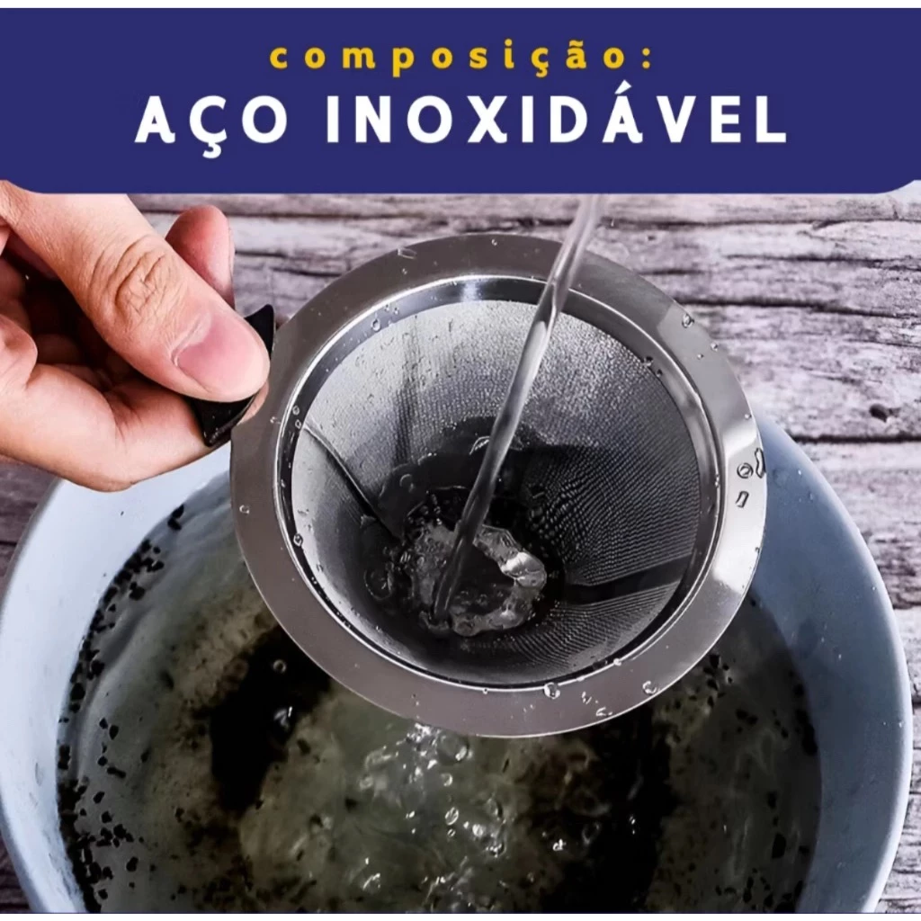 Cafe Filtro Coador Inox Reutilizavel Naoprecisa de papel - Imagem 3
