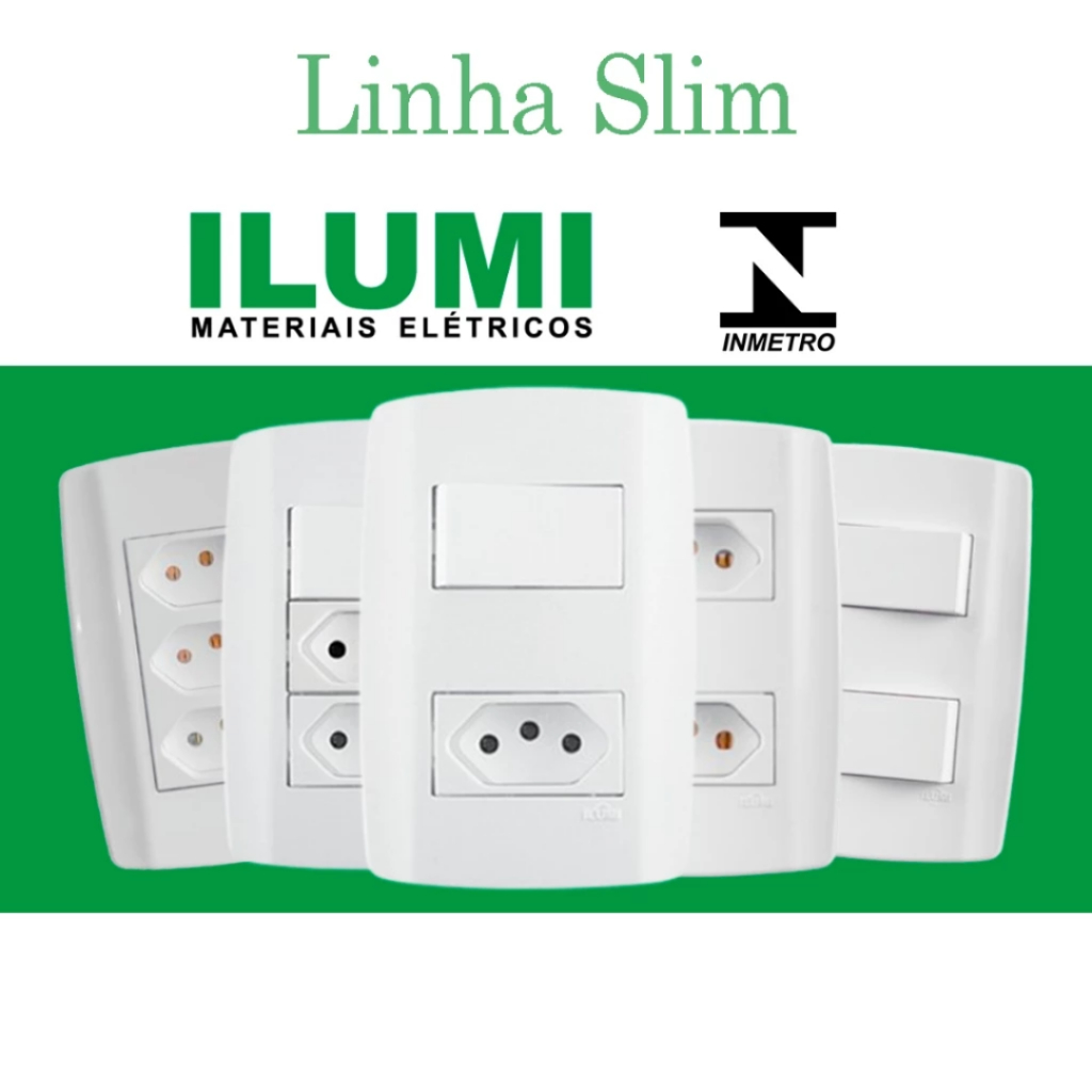 kit com 5/10/15 Conjunto Tomada 2p+t 10a Horizontal - Ilume Styllus ...