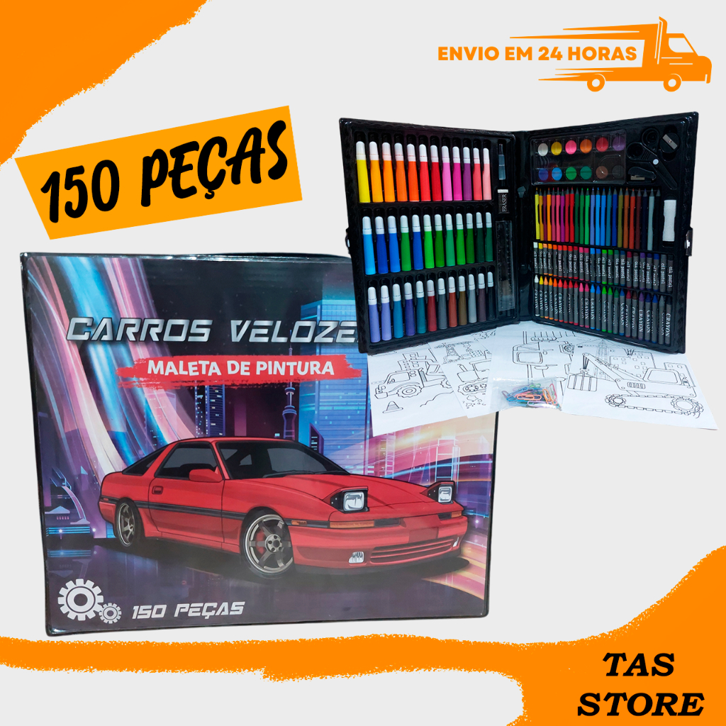 Maleta De Pintura Carros Velozes Grande - kit Escolar c/ 150 peças ...