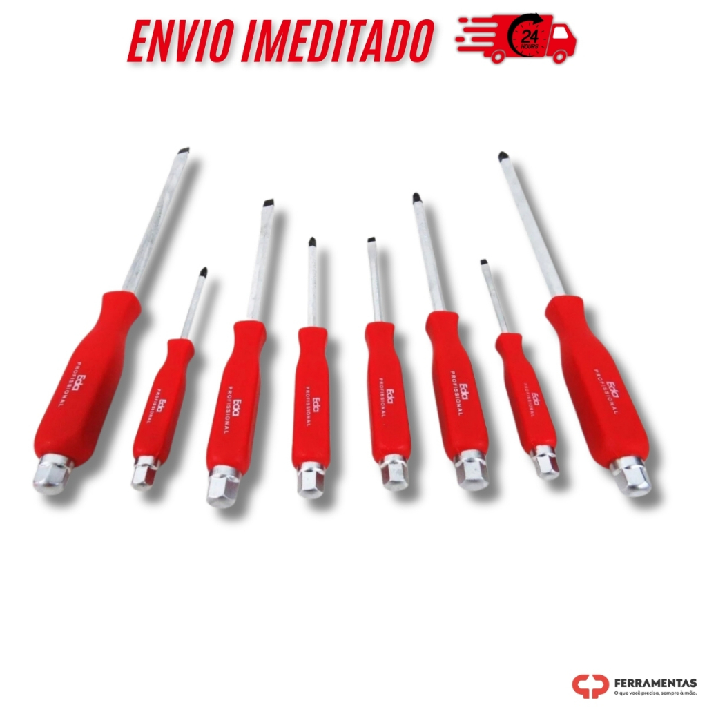 Jogo Chaves De Fenda/Philips 8 Peças Reforçada 8zk Eda | Shopee Brasil