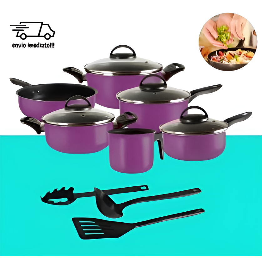 Jogo Conjunto de Panelas Roxo Revestimentos Antiaderente Teflon Marpal ...