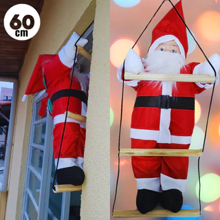 Papai Noel Natal Subindo Escada 60 cm Enfeite Escalador