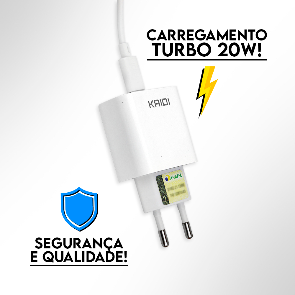 Carregador De Celular Turbo Power Original 20W Android e IOS Iphone ...