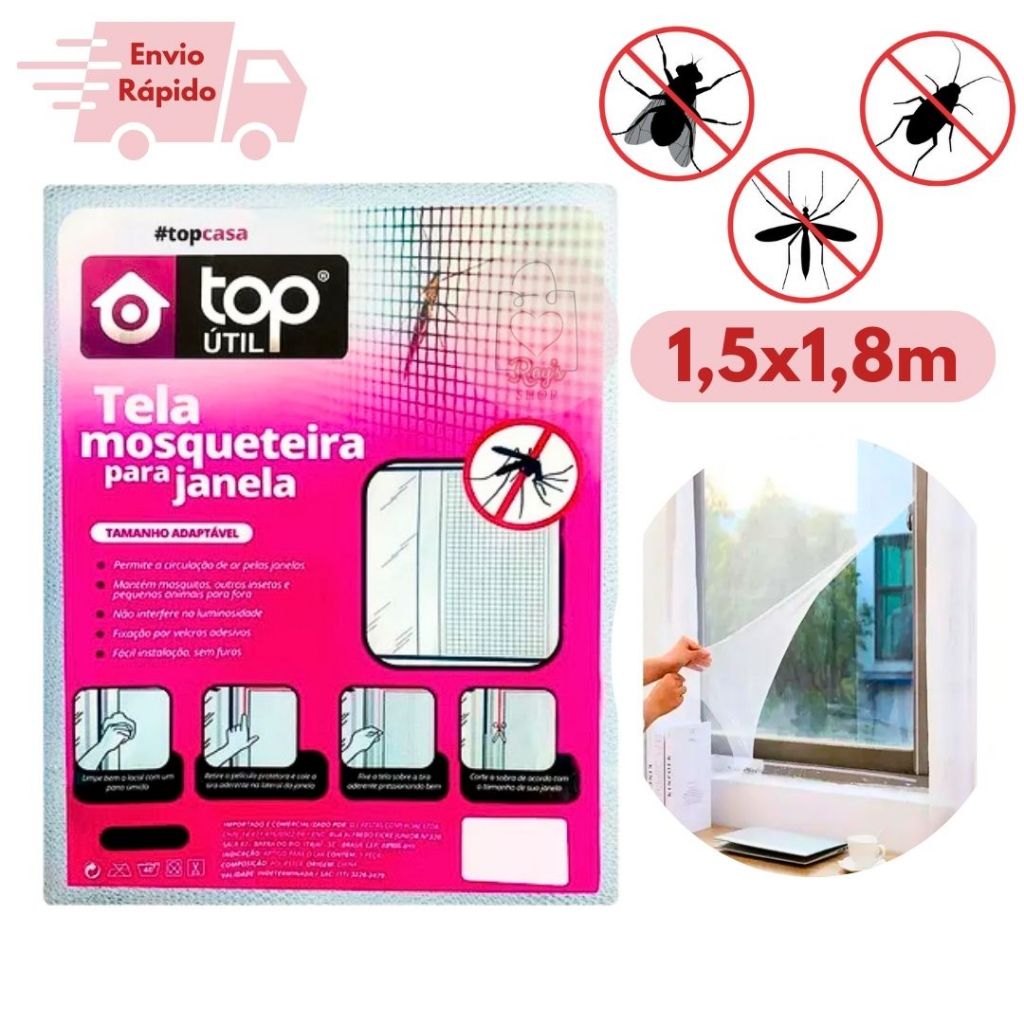Tela Mosqueteira Para Janela Proteção De Insetos Com Velcro Auto ...