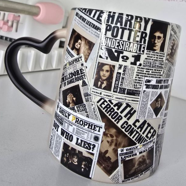 Caneca magica porcelana personalizada estampa Profeta diario Harry Potter