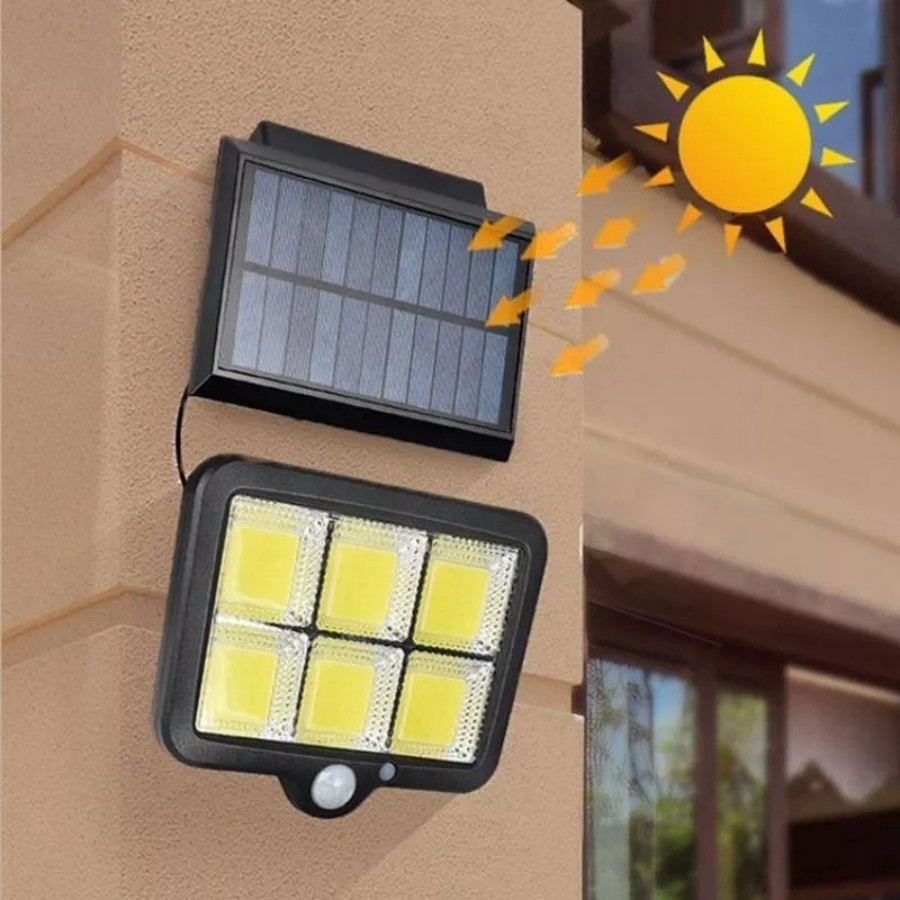 Luminária Solar de Parede 120 Cob 24W Sensor Presença Com 3 Funções Separado Promoção