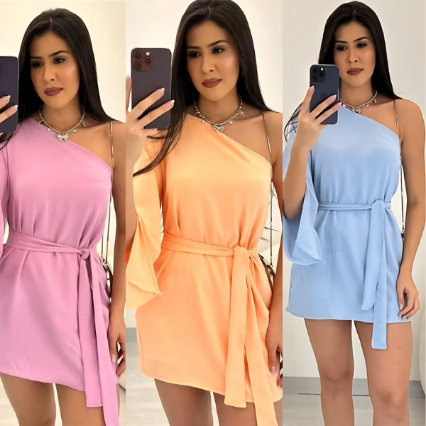 Vestido Macaquinho feminino Nula Manga Longa Flare duna