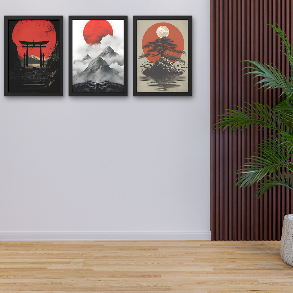 Quadro Decorativo Para Diversos Ambientes Poster A3 Japão Samurai Moldura Com Mdf E vidro Premium