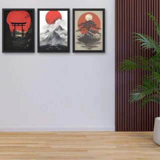 Quadro Decorativo Para Diversos Ambientes Poster A3 Japão Samurai Moldura Com Mdf E vidro Premium