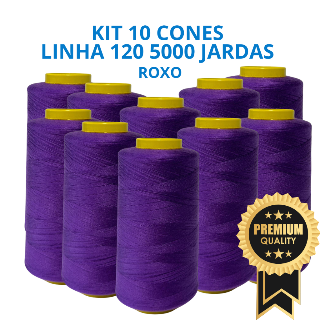 Kit 10 Linhas 120 De 5 Mil Jardas - Para Costura Cor Roxo - Linhas Nice ...