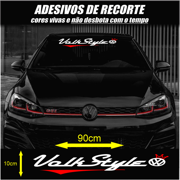 Adesivo Volks Style 90x10 para parabrisa de carro rebaixado | Shopee Brasil