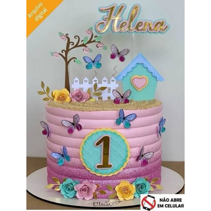 Topo de bolo jardim das borboletas festa Jardim Encantado | Shopee Brasil