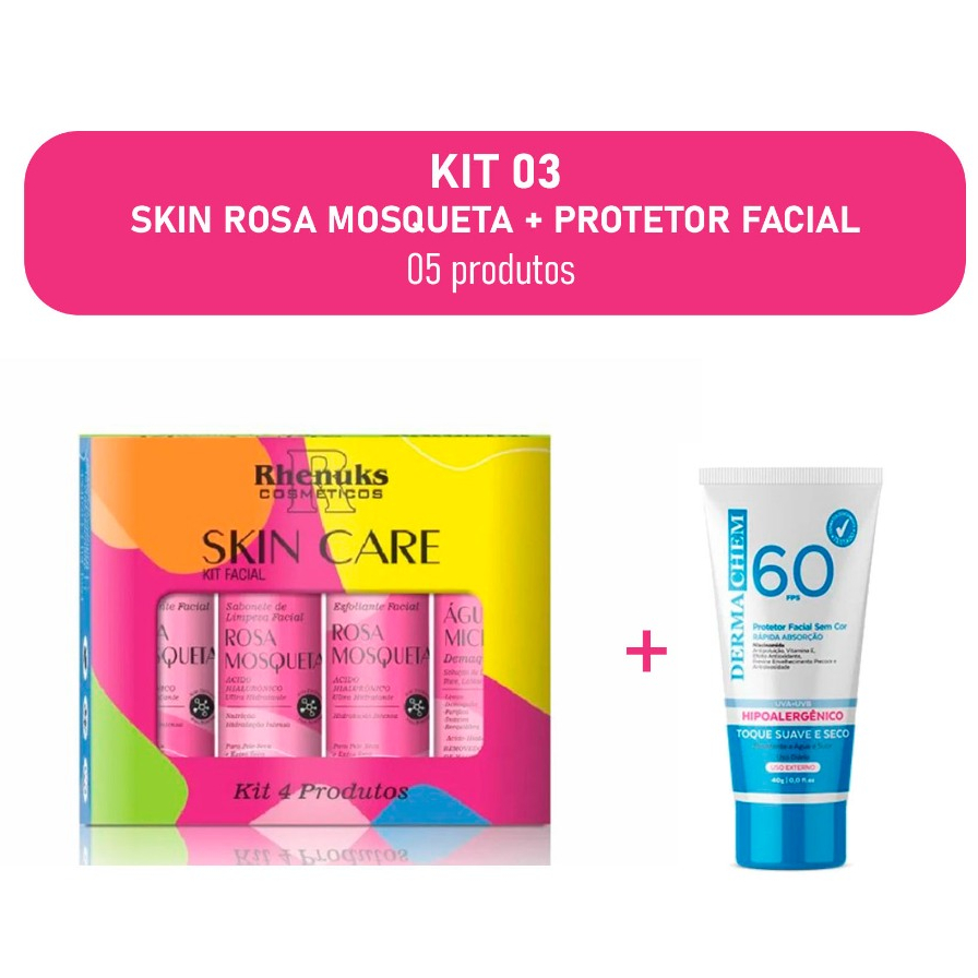 Kit Skin Care Tratamento Facial Rosa Mosqueta - Rhenuks | Shopee