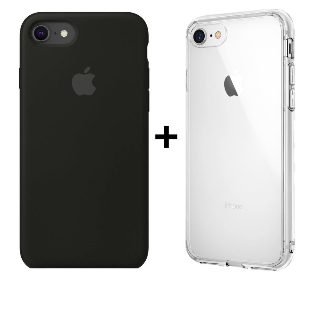 Kit 2 Capas de Iphone 7/8 Normal e Iphone SE Preta e Transparente ...