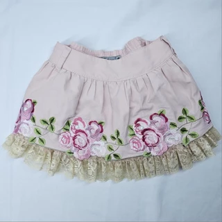 Saia infantil rosa bordada luxo 6 | Kukixo